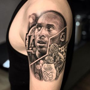 Kobe Bryant tattoo by Shu aka shutattooart #Shu #shutattooart #kobebryanttattoo #kobebryant #Lakers #24 #basketball #sports #memorialtattoo