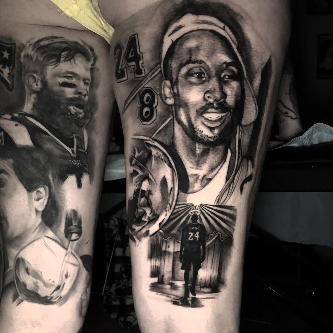 Shahin Ourian - @disaraven's Kobe Bryant leg sleeve tattoo is