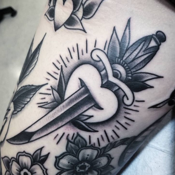 True Love Heart  Dagger Tattoo  Tattoo for a week