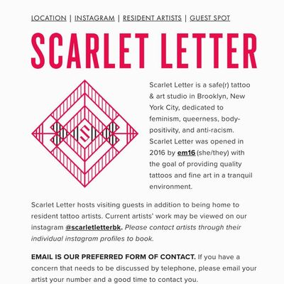 Scarlet Letter: safe space tattoo studio #ScarletLetter