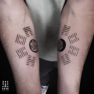 I ching tattoo by Void Tattoo #VoidTattoo #iching #blackwork #Linework #waves #Esoteric #Esoterictattoo #Esoterictattoos #alchemytattoo #alchemytattoos#alchemy