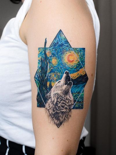 Wolf tattoo by Deborah Genchi aka Debrartist #debartist #deborahGenchi #wolftattoo #wolftattoos #wolf #animal #nature #wolves 
