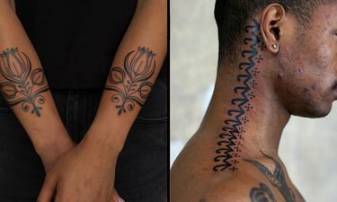 color tattoos on dark skin healed