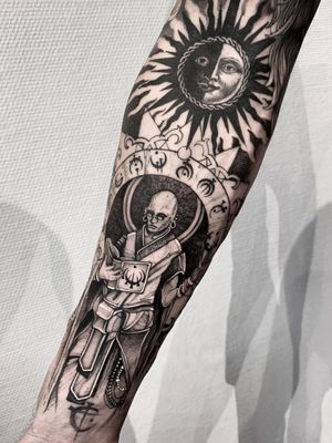 Esoteric sleeve tattoo by Dmitriy Tkach #DmitriyTkach #Esoteric #Esoterictattoo #Esoterictattoos #sigil #occult #darkart