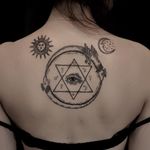 Esoteric tattoo by ForSouls #ForSouls #Esoteric #Esoterictattoo #Esoterictattoos #alchemytattoo #alchemytattoos #alchemy #eye #ouroboros #sun #Moon #illustrative #darkart