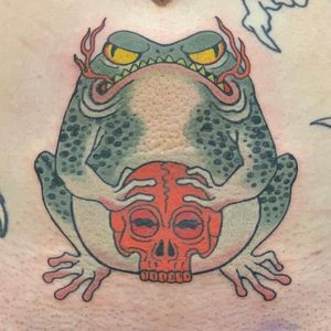 Japanese Toad Tattoo by Warriorism #Warriorism #Toad #toadtattoo #Japanesetoad #japanesetattoos #japanese #irezumi #japanesemythology #mythology 
