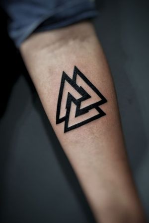 Tattoo uploaded by Pernille John • Simple line work Valknut design by ...
