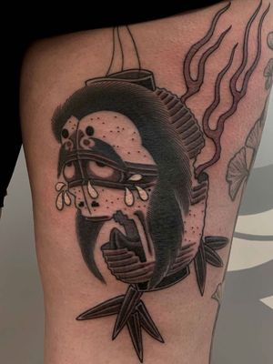 Chochin-obake tattoo by Acetates #Acetates #chochinobake #Japaneselanterntattoo #lantern #yokai #japanesetattoos #japanese #irezumi #japanesemythology #mythology 
