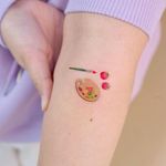 Illustrative watercolor tattoo by Ovenlee #Ovenlee #OvenleeTattoo #StudioBySol #watercolor #illustrative #colorpencil #sketch #cute #paint #paintbrush #paintpalette #strawberry #fruit #food