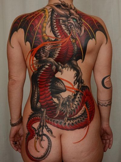 Dragon tattoo by Lagergren Peter #LagergrenPeter #dragon #malmo #classictattooing #dragontattoos #dragontattoo #dragon #mythicalcreature #myth #legend #magic #fable