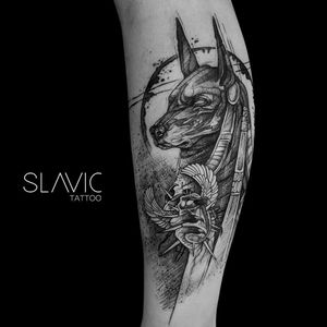 Anubis tattoo by Slavic tattoo #slavictattoo #anubis #anubistattoo #egyptiantattoo #egyptian #egypt #deity #god #mythical