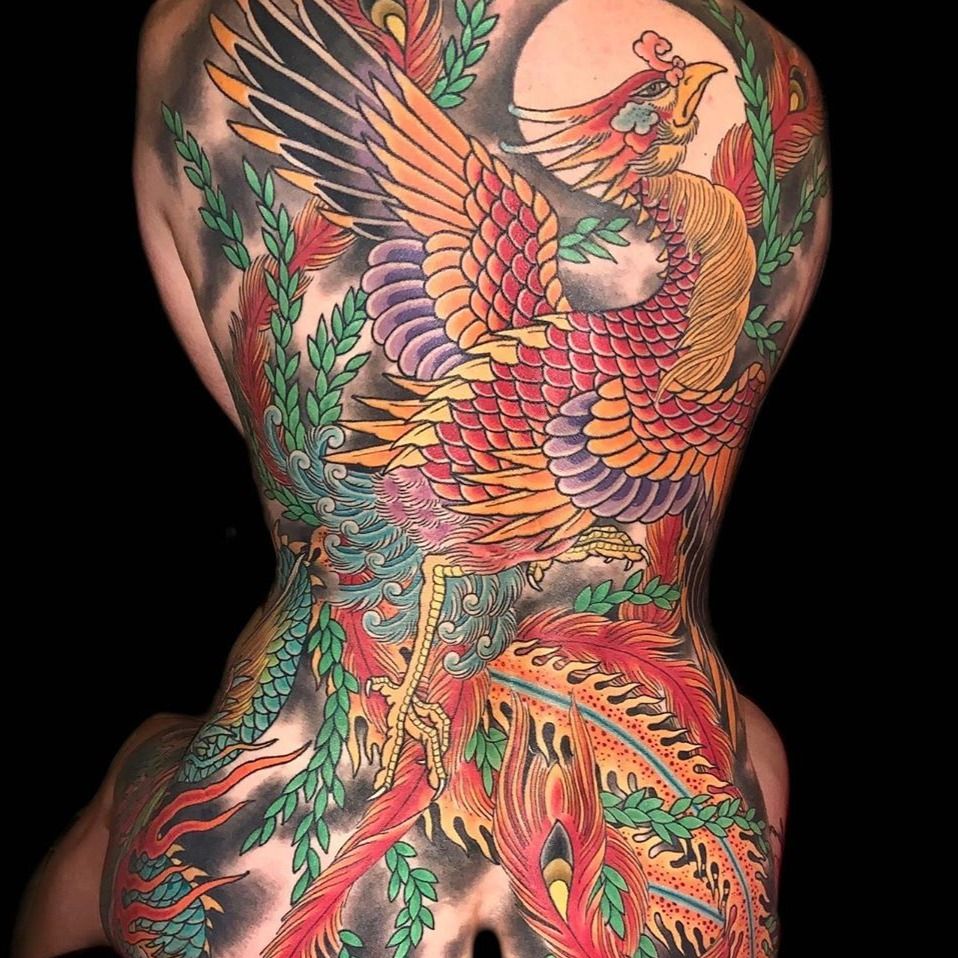 Japanese Phoenix tattoo by Henning Jorgensen #HenningJorgensen #Henning #phoenix #phoenixtattoo #japanesetattoos #japanese #irezumi #japanesemythology #mythology 