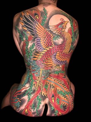 Japanese Phoenix tattoo by Henning Jorgensen #HenningJorgensen #Henning #phoenix #phoenixtattoo  #japanesetattoos #japanese #irezumi #japanesemythology #mythology 