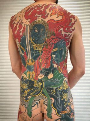 Fudo Myoo tattoo by Horitomo of State of Grace #Horitomo #StateofGrace #FudoMyoo #FudoMyootattoo #japanesetattoos #japanese #irezumi #japanesemythology #mythology 