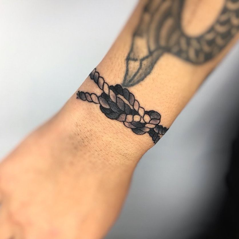 Realistic Black Rope Tattoo Guys Wrists  Rope tattoo Tattoos for guys  Tattoos