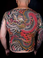 Dragon tattoo by Jin Q #JinQ #SeoulInkTattoo #Seoul #Korea #Seoultattoo #Seoultattooartist #Seoultattooshop #backpiece #backtattoo #dragon #japanese #neojapanese #irezumi #fire