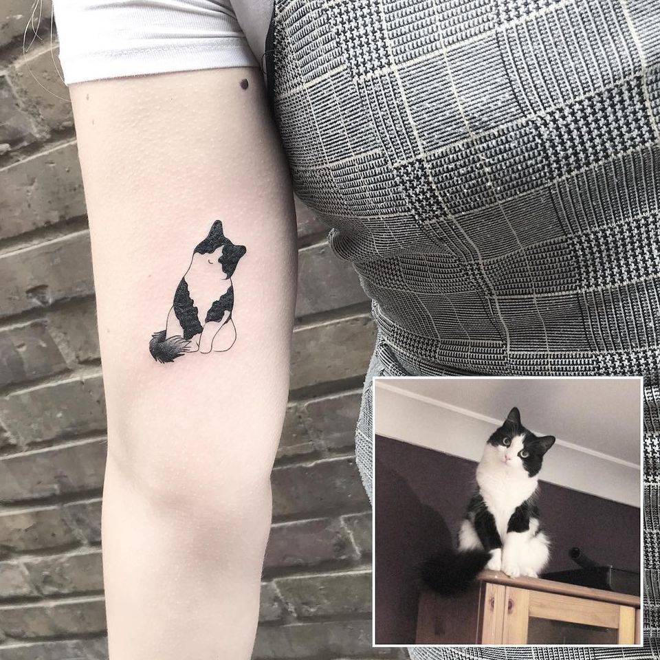 cute cat outline tattoo