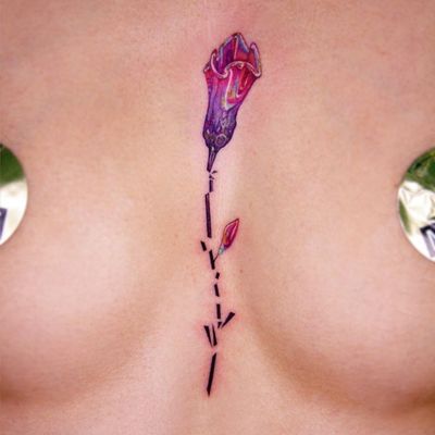 Tattoo by Anya Tsyna #AnyaTsyna #illustrative #realism #color #surreal #strange #unique #gems #diamond #ornamental #jewelry #fineart #rose