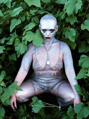 Sarz wearing Affect Metals - photography by Abe aka Sad Sack #AffectMetals #tattoocollector #queerarmor  #chainmail #metalworking #lingerie #fashion #style #jewelry #sextoys #fetishwear