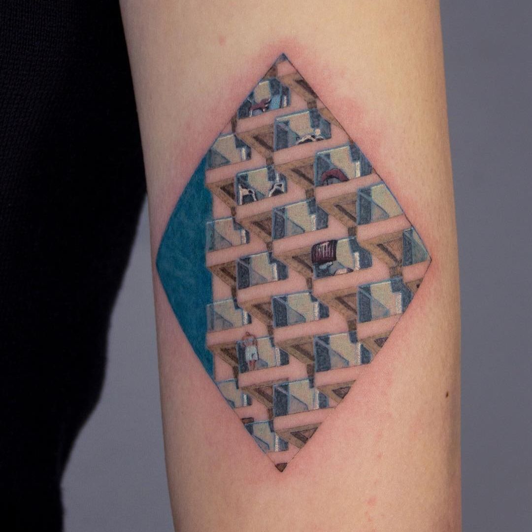 Anaglyph Illusion Outline Temporary Tattoo Sticker - OhMyTat