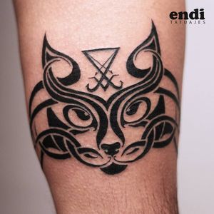 Tribal cat tattoo by Endi Tatuajes #EndiTatuajes #tribalcattattoo #tribalcat #tribal #blackwork #sigil #cattattoos #cattattoo #kittytattoo #kitty #cat #petportrait #animal #nature