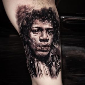 Jimi Hendrix tattoo by Suno #Suno #SeoulInkTattoo #Seoul #Korea #Seoultattoo #Seoultattooartist #Seoultattooshop #jmihendrix #portrait #realism 