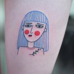 Illustrative tattoo by Aleksandr Tagunov aka tahunou #AleksandrTagunov #tahunou #illustrativetattoo #portrait #girl #leaf 