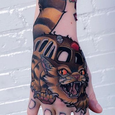 Catbus tattoo by Billy Weigler #BillyWeigler #catbus #cat #totoro #myneighbortotoro #StudioGhibli #anime #manga #movie