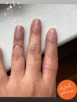 Skin stitch finger tattoo by Audie Murray #cree #michif #indigenousart #skindigenous #artist #skinstitching #stitching #saskatchewan #audiemurray