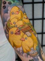 Spirited Away tattoo by Hori Benny #HoriBenny #ducks #yokai #sootspirits #bathhouse #spiritedaway #bubbles #StudioGhibli #anime #manga #movie 