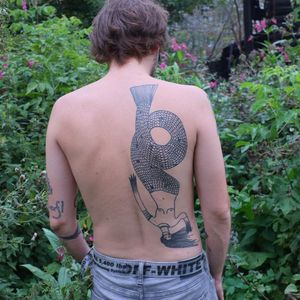 Illustrative tattoo by Aleksandr Tagunov aka tahunou #AleksandrTagunov #tahunou #illustrativetattoo  #mermaid #trident #magic #fantasy #arm 