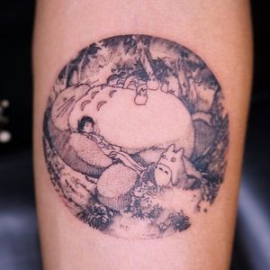 My Neighbor Totoro tattoo by Alison L aka Al Tattooer #AlTattooer #AlisonL #MyNeighborTotoro #Totoro #forestspirit #forest #illustrative #StudioGhibli #anime #manga #movie