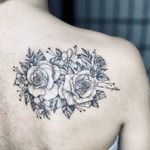 Illustrative tattoo by Fan Wu #FanWu #illustrative #linework #drawing #flower #back