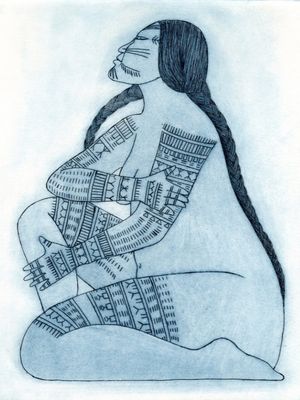 Illustration of Inuit Tattoos from Dion Kaszas's Indigenous Tattoo Site - please respect these sacred tattoos - #DionKaszas #inuitfacetattoo #inuittattoo #handpoke #indigenoustattoo #historyoftattoos #culturalpreservation