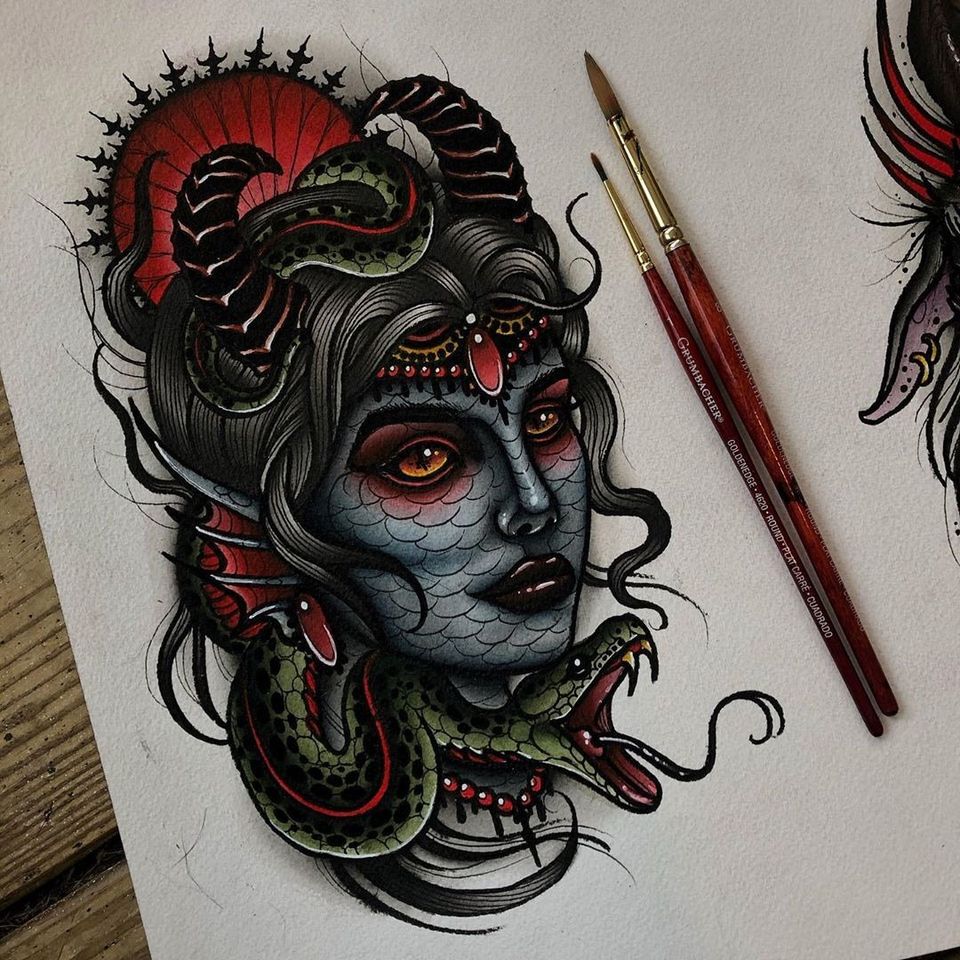 Painting by Ick Abrams #IckAbrams #tattooartistart #tattooart #tattooflash #tattooartwork 