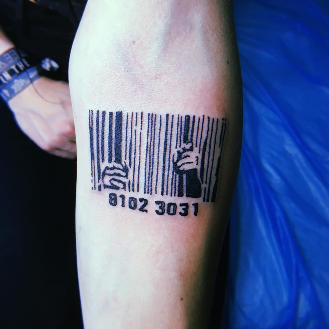 Barcode Tattoo On The Neck