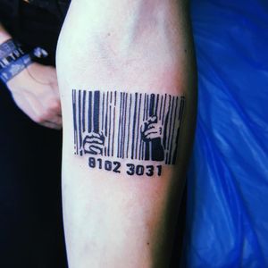 Barcode tattoo by alejandronubo #alejandronubo #barcodetattoo #barcode #lines #linework