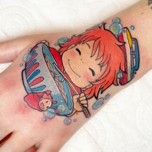 Ponyo tattoo by sharlottesan #sharlottesan #ponyo #portrait #StudioGhibli #anime #manga #movie