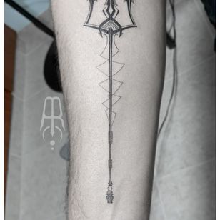 Trident tattoo by tattooar #tattooar #tridenttattoo #trident #illustrative #fineline #minimal #forearm