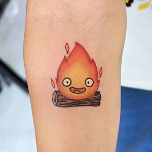 Calcifer tattoo by salvacata #salvacata #calcifer #fire #heart #spirit #sparks #HowlsMovingCastle #StudioGhibli #anime #manga #movie