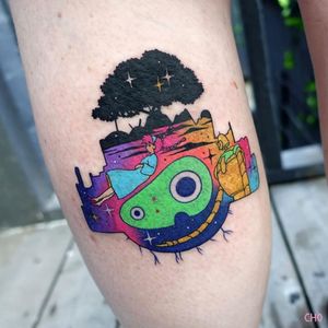 Laputa tattoo aka Castle in the Sky tattoo by Cho Tattooer #ChoTattooer #Laputa #CastleintheSky #color #robot #tree #castle #StudioGhibli #anime #manga #movie 