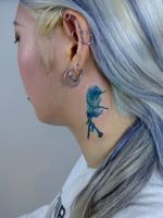 Watercolor tattoo by Denon Tattoo #DenonTattoo #Denon #watercolor #natural #organic #flowing #nature #floral #water #neck