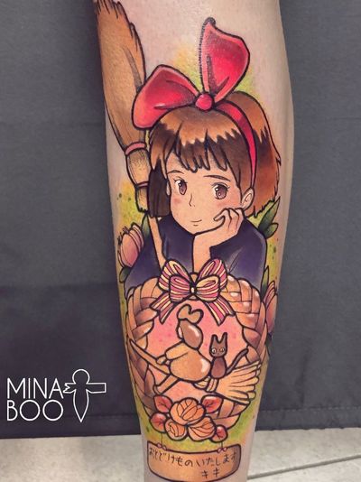 Kiki tattoo by mina boo #minaboo #kiki #jiji #kikisdeliveryservice #witch #StudioGhibli #anime #manga #movie