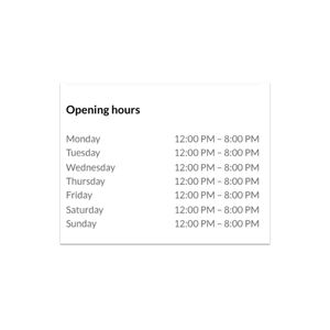 Set your opening hours and location for prospective clients. 