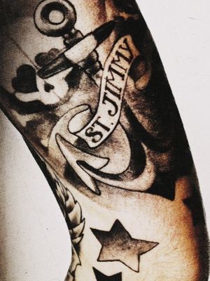 Billie Joe’s Jesus of Suburbia tattoo #GreenDay #bestrockstartattoos #punkrock #BillieJoeArmstrong #JesusofSuburbia #AmericanIdiot