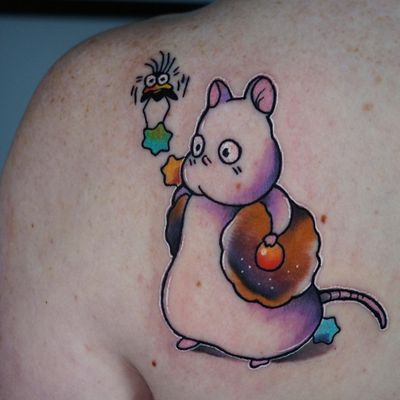 Boh tattoo by Evan Dooley #EvanDooley #boh #mouse #bird #spiritedaway #StudioGhibli #anime #manga #movie 