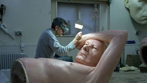 Ron Mueck in his studio working on a sculpture #RonMueck