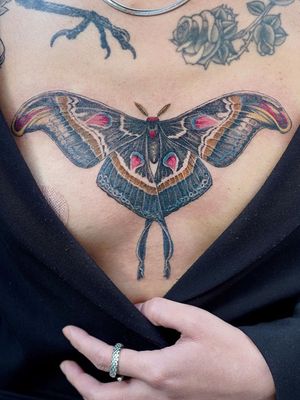 Butterfly tattoo by Yvonne Tattoo #YvonneTattoo #NoNameTattoo #Seoul #Koreantattooartist #femaletattooartist #illustrative #chesttattoo #butterfly