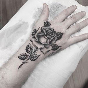 Rose hand tattoo by Wulfbaron #Wulfbaron #darkart #japaneseinspired #illustrative #rose #hand
