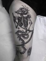 Skeleton tattoo by Wulfbaron #Wulfbaron #darkart #japaneseinspired #illustrative #skeleton #scythe #punk #arm